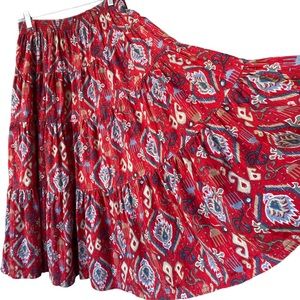 90’s Vintage Willowbend Western Paisley Cowgirl Skirt Red Blue Size Large
